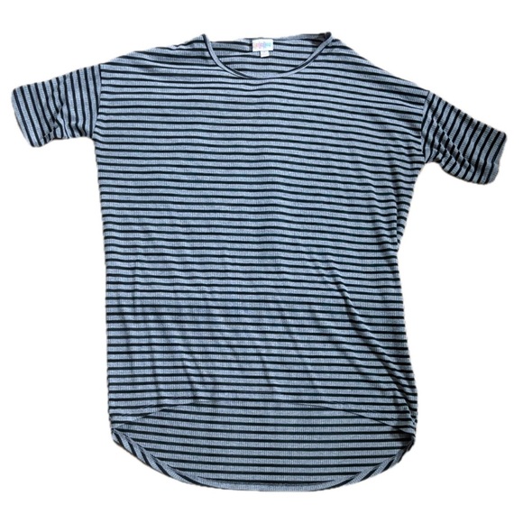 Lularoe Gray Black Ribbed Striped Irma Tunic Top Size Small Neutral Staple - Picture 1 of 4